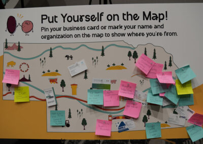 Map of Nebraska with sticky notes.